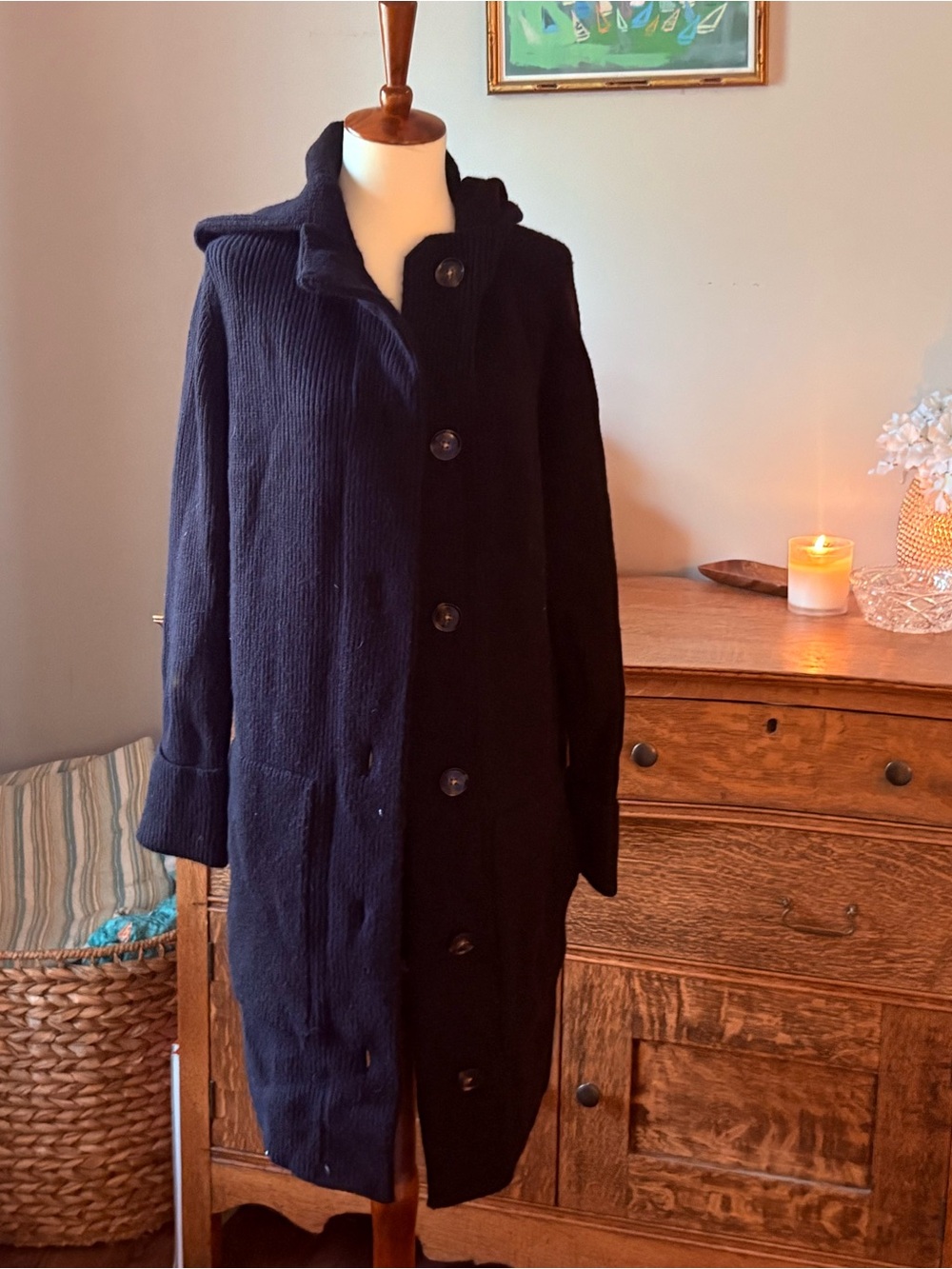 Women's Black Long Hooded Cardigan NWT Medium